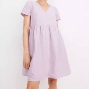 Linen-Blend Alexandra Button-Front Mini Dress